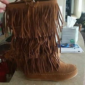 Natural Reflections Mocassin Tall Fringe Boots